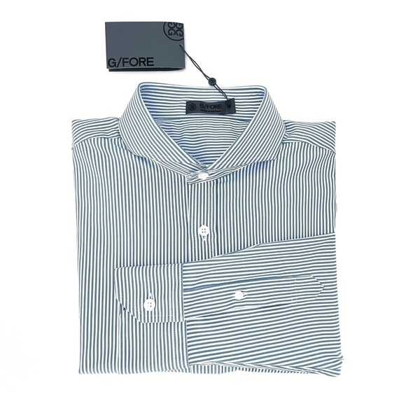 G/Fore Striped Button Down Slim Fit Shirt Men’s Medium Blue & White New NWT - Picture 2 of 10